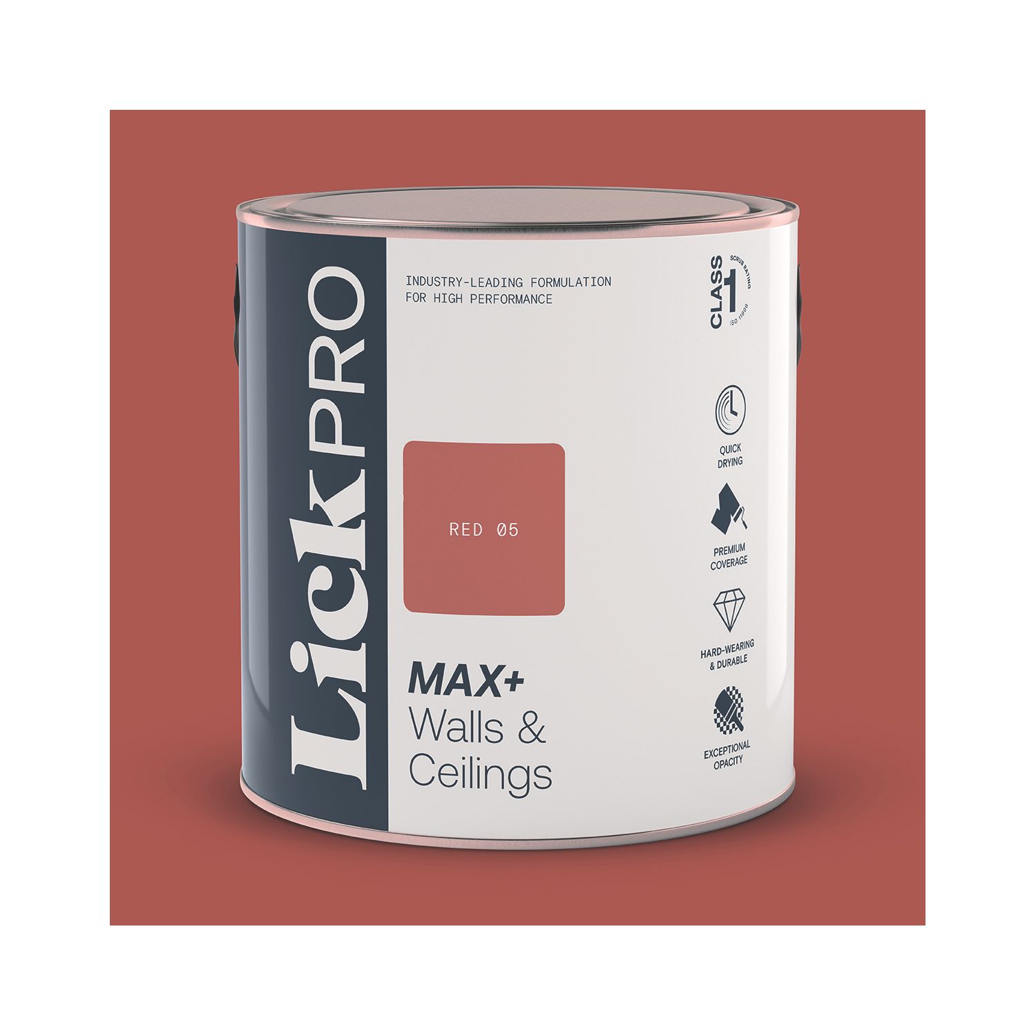 LickPro Max+ 2.5Ltr Red 05 Eggshell Emulsion Paint (852JY)