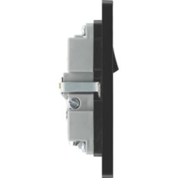 British General Evolve 13A 1-Gang SP Switched Socket + 2.1A 10.5W 2-Outlet Type A USB Charger Satin Brass with Black Inserts