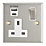 Contactum iConic 13A 1-Gang DP Switched Socket + 3.1A 15.5W 1-Outlet Type A & C USB Charger Brushed Stainless Steel with White Inserts