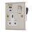 Contactum iConic 13A 1-Gang DP Switched Socket + 3.1A 15.5W 1-Outlet Type A & C USB Charger Brushed Stainless Steel with White Inserts