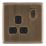 Arlec  13A 1-Gang SP Switched Socket Antique Brass  with Black Inserts