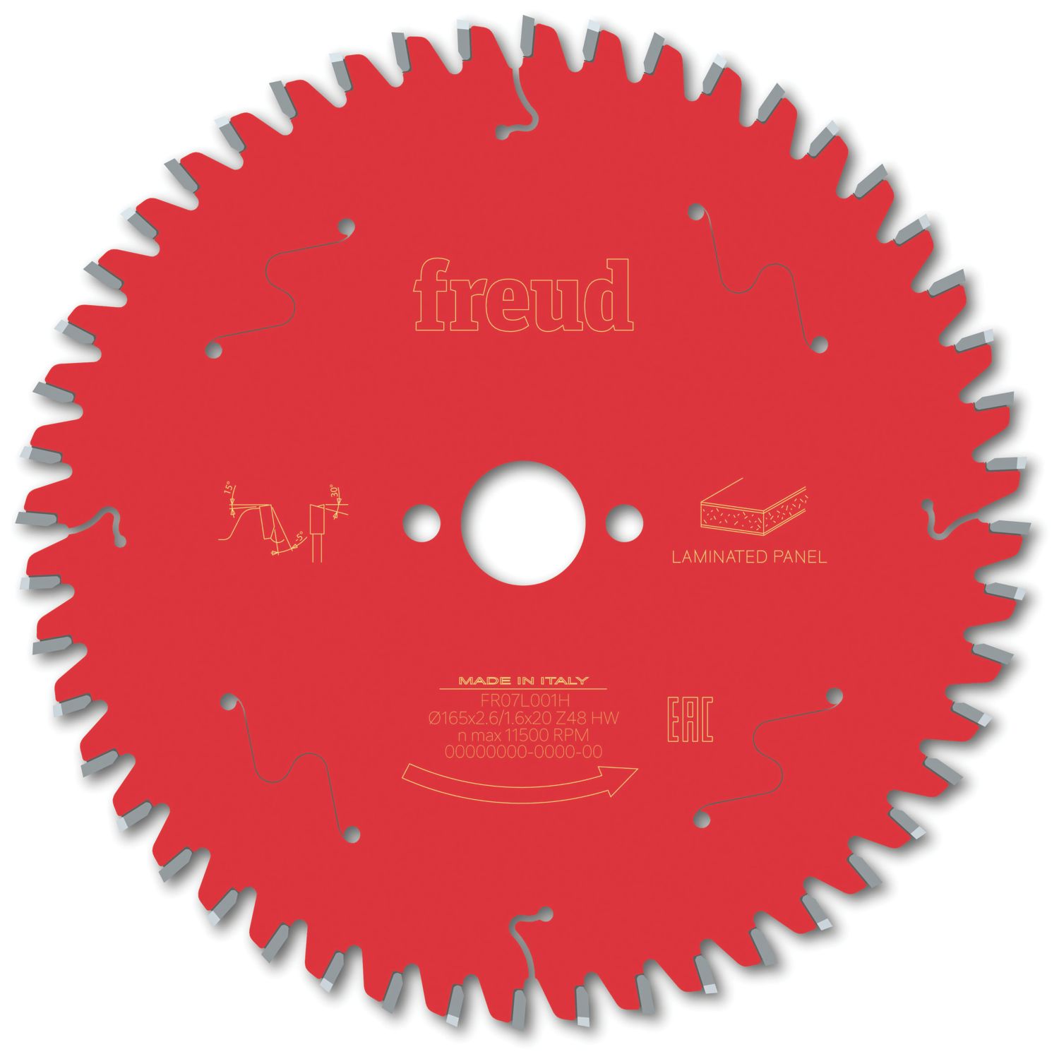 Freud F03FS09800 Laminate Panel Circular Saw Blade 165mm x 20mm 48T (852VX)