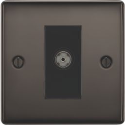 British General Nexus Metal 1-Gang Isolated Coaxial TV Socket Black Nickel