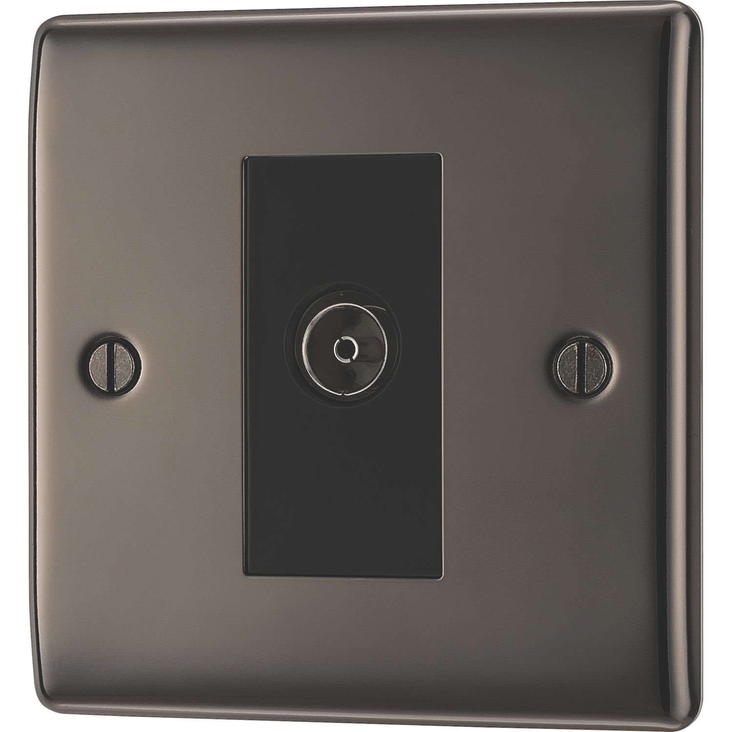 British General Nexus Metal 1-Gang Isolated Coaxial TV Socket Black Nickel (852XF)