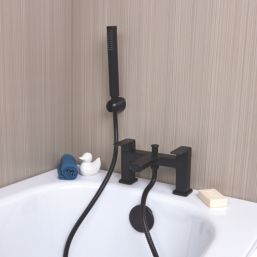 ETAL Lanza Matt Black 174mm Deck Mounted Dual Control Manual Shower Mixer Tap