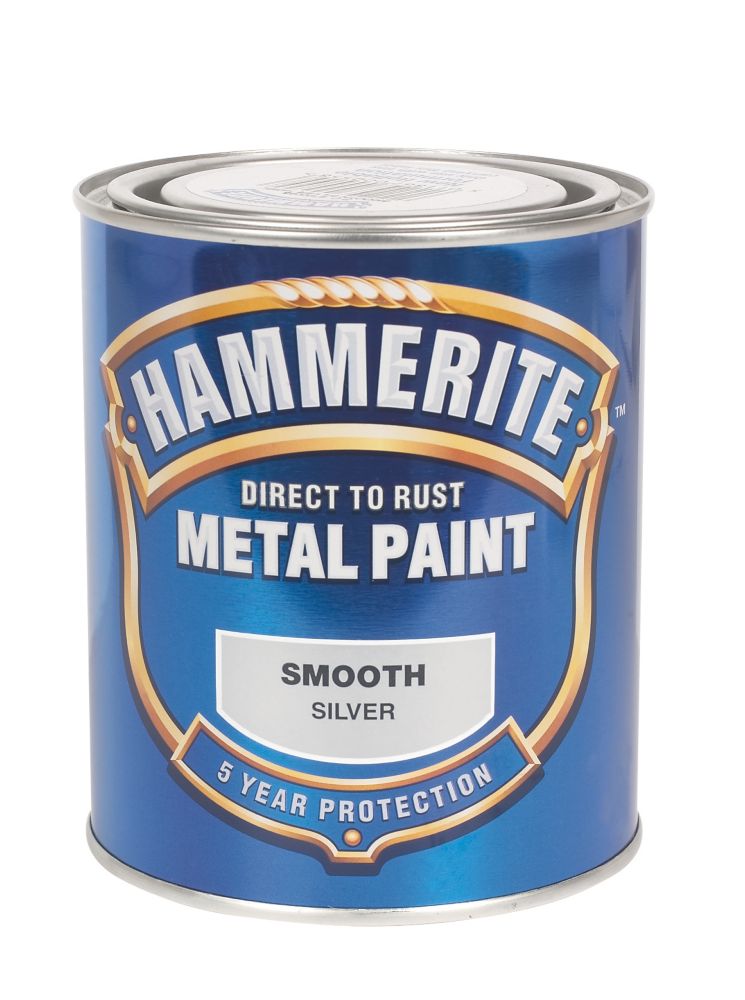 Hammerite 750ml Silver Smooth Anti Corrosive Metal Paint Screwfix