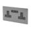 Varilight  13AX 2-Gang Unswitched Socket + 2.1A 10.5W 2-Outlet Type A USB Charger Slate Grey with Black Inserts