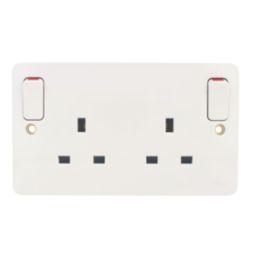 Hager Sollysta WMSS82O 13A 2-Gang 2P+E Switched Socket White