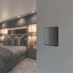 British General Evolve 20A 16AX 2-Gang 2-Way Light Switch  Black Chrome