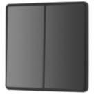 British General Evolve 20A 16AX 2-Gang 2-Way Light Switch  Black Chrome