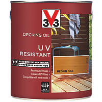 V33 High Performance UV-Resistant Decking Oil Medium Oak 2.5Ltr