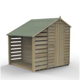 Forest 4Life 4' x 6' (Nominal) Apex Overlap Timber Shed with Lean-To & Assembly