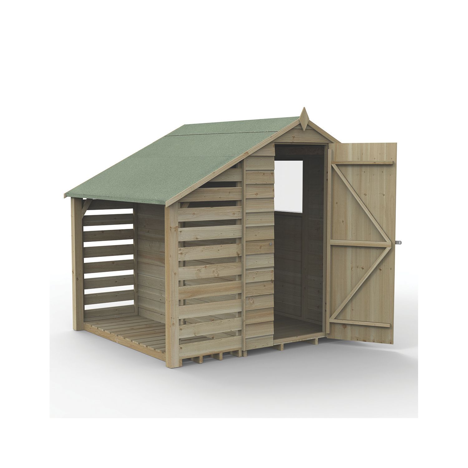 Forest 4Life 4' x 6' (Nominal) Apex Overlap Timber Shed with Lean-To & Assembly (853FL)