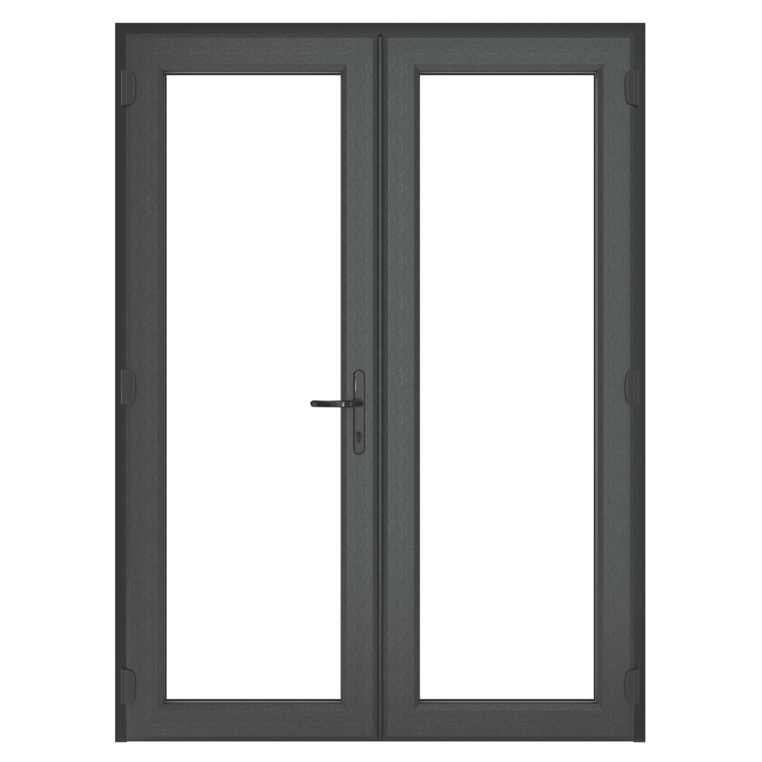 Crystal Anthracite Grey Triple-Glazed uPVC French Door Set 2090mm x 1390mm (853JM)