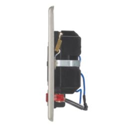 Contactum iConic 13A Unswitched Fused Spur & Flex Outlet with Neon Brushed Steel with Black Inserts