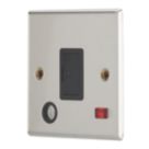 Contactum iConic 13A Unswitched Fused Spur & Flex Outlet with Neon Brushed Steel with Black Inserts