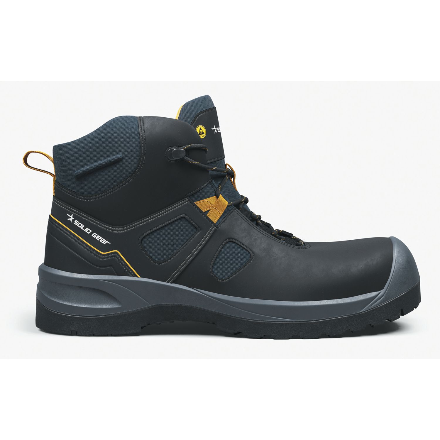 Solid Gear Essence Mid Size 12 Black Water-Resistant Safety Boots (853TV)
