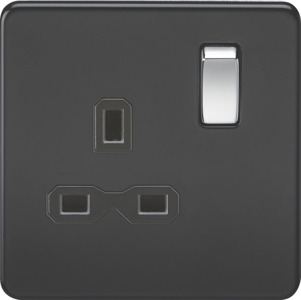 Knightsbridge 13A 1Gang DP Switched Single Socket Matt Black with