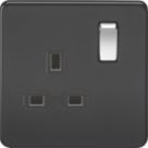 Knightsbridge  13A 1-Gang DP Switched Single Socket Matt Black  with Black Inserts
