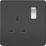 Knightsbridge  13A 1-Gang DP Switched Single Socket Matt Black  with Black Inserts