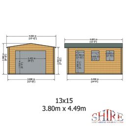 Shire Bradenham 28 12' 6" x 14' 6" (Nominal) Apex Timber Garage with Assembly