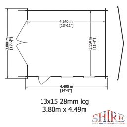 Shire Bradenham 28 12' 6" x 14' 6" (Nominal) Apex Timber Garage with Assembly