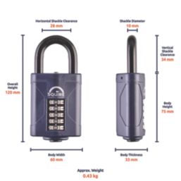 Squire  Water-Resistant  Combination  Padlock Blue 60mm