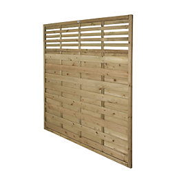 Forest Kyoto  Slatted Top Fence Panels Natural Timber 6' x 6' Pack of 5