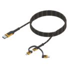 DEWALT USB-A to Micro USB-B / Lightning / USB-C  Reinforced Braided 3-in-1 Combo Cable  1.8m