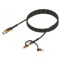 DEWALT USB-A to Micro USB-B / Lightning / USB-C  Reinforced Braided 3-in-1 Combo Cable  1.8m