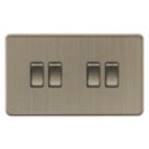 Knightsbridge Screwless 10AX 4-Gang 2-Way Light Switch  Antique Brass