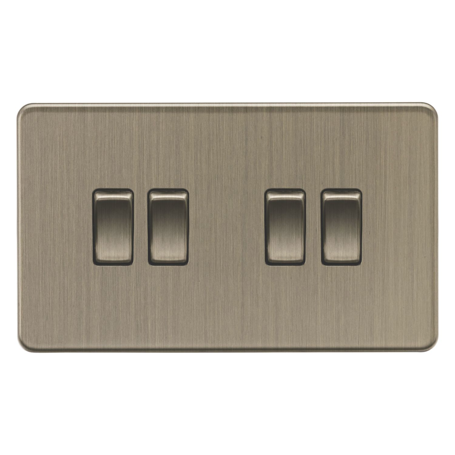 Knightsbridge Screwless 10AX 4-Gang 2-Way Light Switch Antique Brass (854CR)