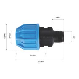 Flomasta  MDPE Male Adaptor 25mm x 1/2"