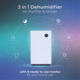 Masterplug Puredry 20Ltr 3-in-1 Dehumidifier, Air Purifier & Ioniser