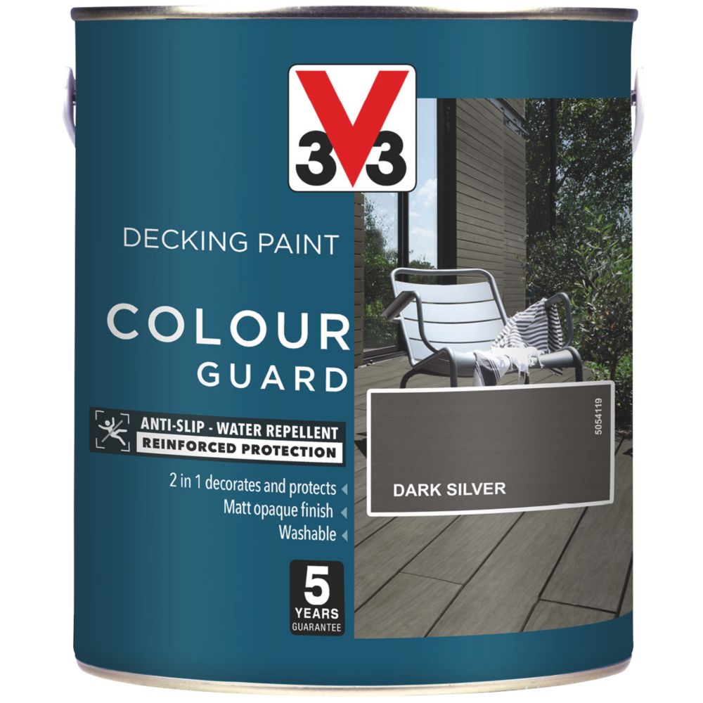 V33 Colour Guard 2.5Ltr Dark Silver Anti Slip Decking Paint Screwfix