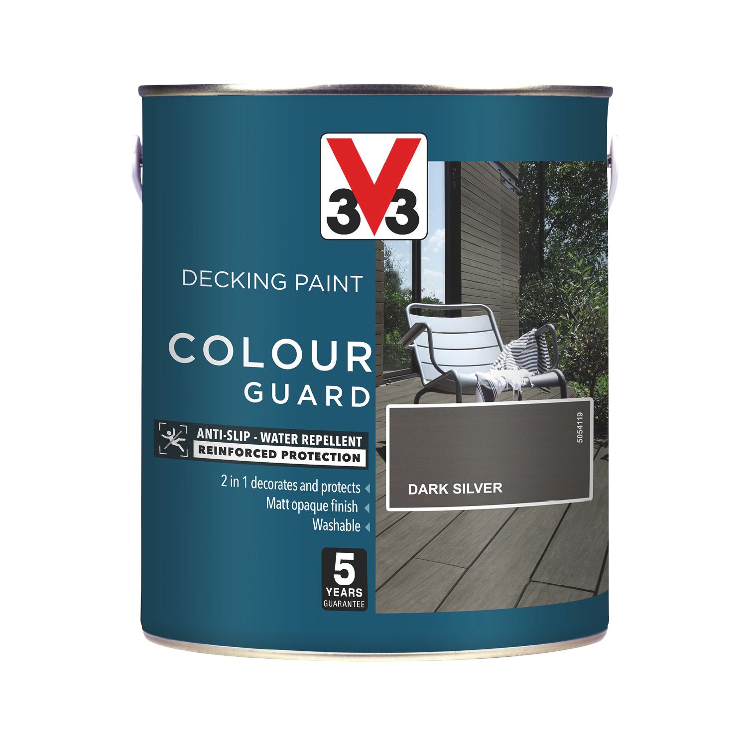 V33 Colour Guard 2.5Ltr Dark Silver Anti Slip Decking Paint (854FF)