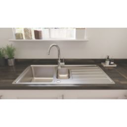 Apollonia 1.5 Bowl Stainless Steel Reversible Sink Drainer 1004mm x 500mm Screwfix