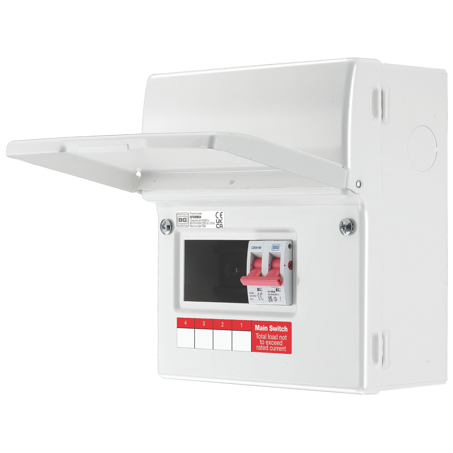 British General Fortress 6-Module 4-Way Part-Populated Main Switch Consumer Unit (854PV)