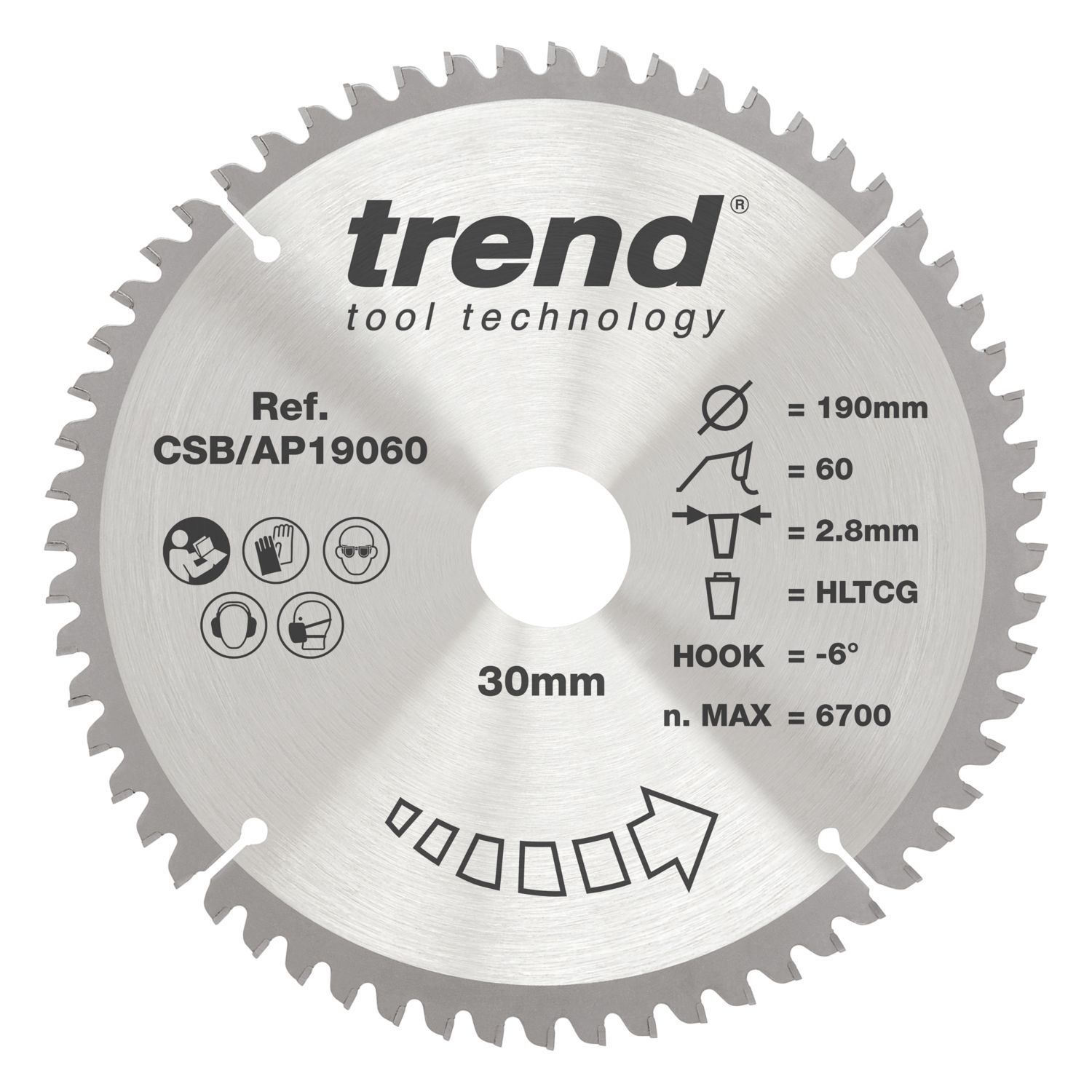 Trend Aluminium/Plastic Circular Saw Blade 190mm x 30mm 60T (855EC)