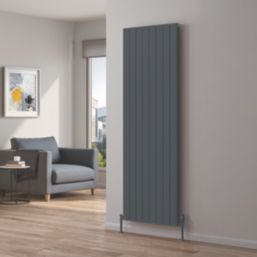 Reina Piatto Double 1800mm x 370mm 3980BTU Anthracite Vertical Designer Radiator