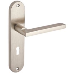 Smith & Locke Murlough Fire Rated Lever Lock Door Handles Pair Brushed Nickel