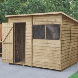 Forest  8' x 6' (Nominal) Pent Overlap Timber Shed with Base & Assembly