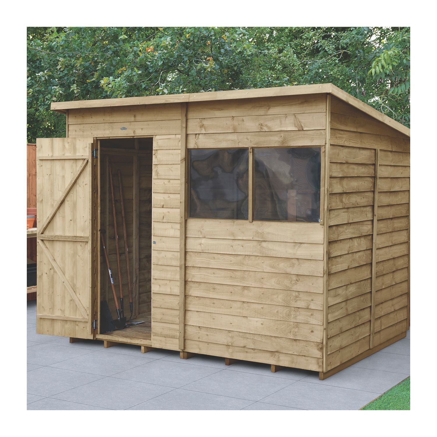 Forest 8' x 6' (Nominal) Pent Overlap Timber Shed with Base & Assembly (855JR)