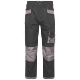 JCB Trade Plus Rip-Stop Work Trousers Black/Grey 34" W 32" L