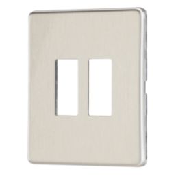 Contactum Lyric 2-Module Grid Faceplate Brushed Steel