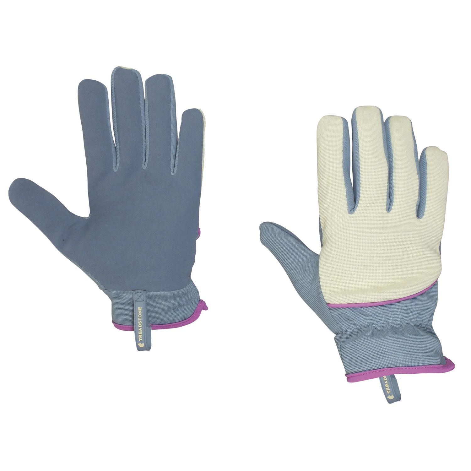 Clip Glove Womens Synthetic Leather Gardening Gloves Blue / Cream Medium (855YE)