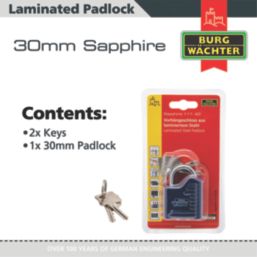 Burg-Wachter Sapphire     Laminated Padlock Blue 30mm