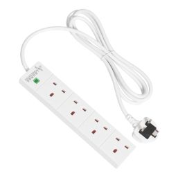 Essentials 13A 4-Gang Unswitched Surge-Protected Extension Lead White 2m