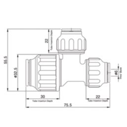 Flomasta  Plastic Push-Fit Reducing Tee 15mm x 10mm x 10mm