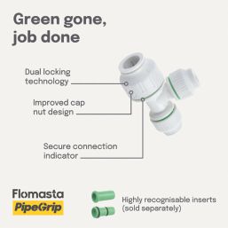 Flomasta  Plastic Push-Fit Reducing Tee 15mm x 10mm x 10mm